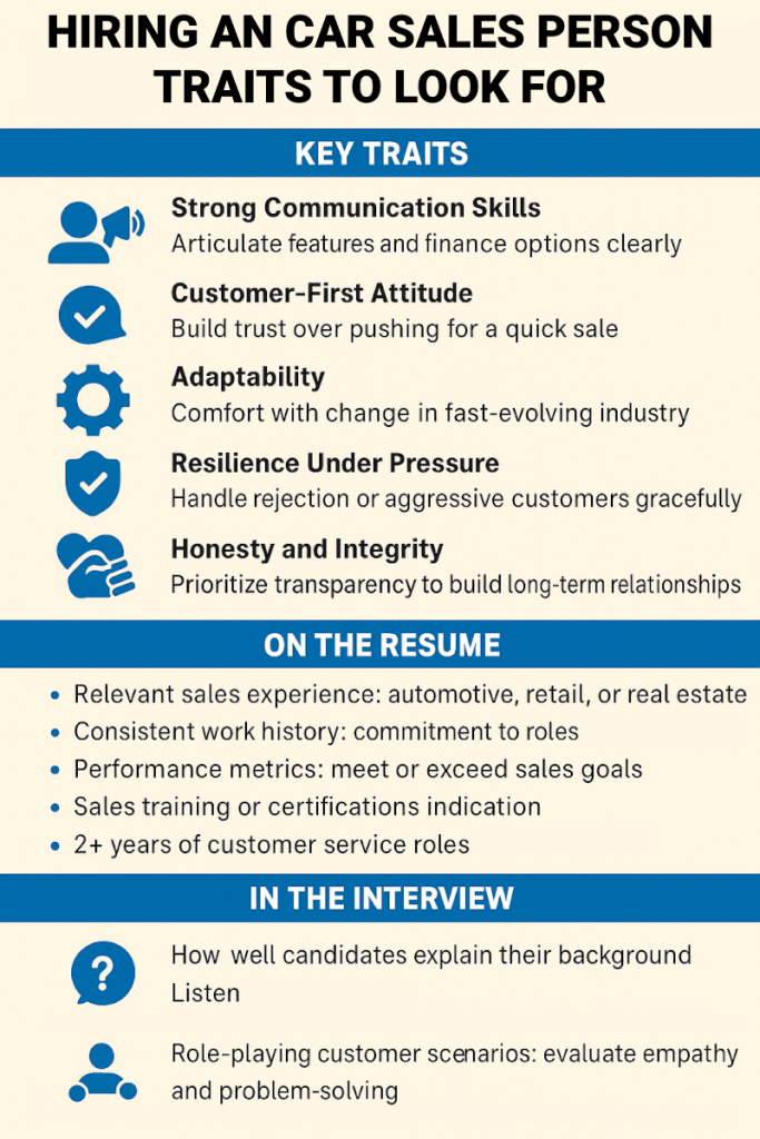 Hiring a car salesperson - best practices