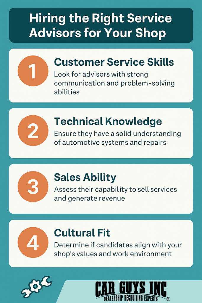 Hiring the Right Service Advisors for Your Shop Infographic