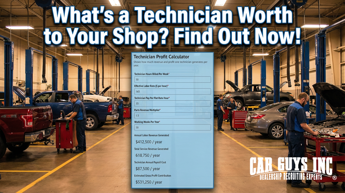 Technician Revenue Calculator for Dealerships and Repair Shops