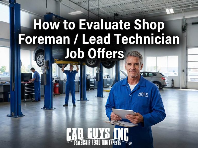 How to Evaluate Shop Foreman / Lead Technician Job Offers