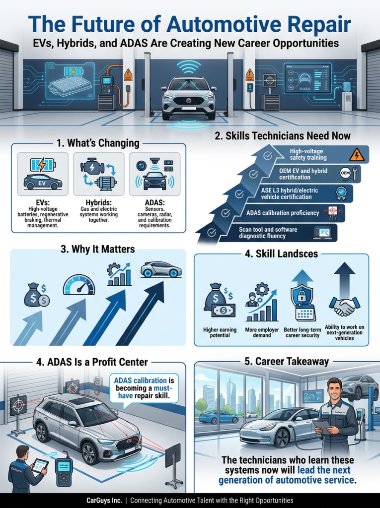 New career opportunities with EVs, Hybrids, and ADAS.