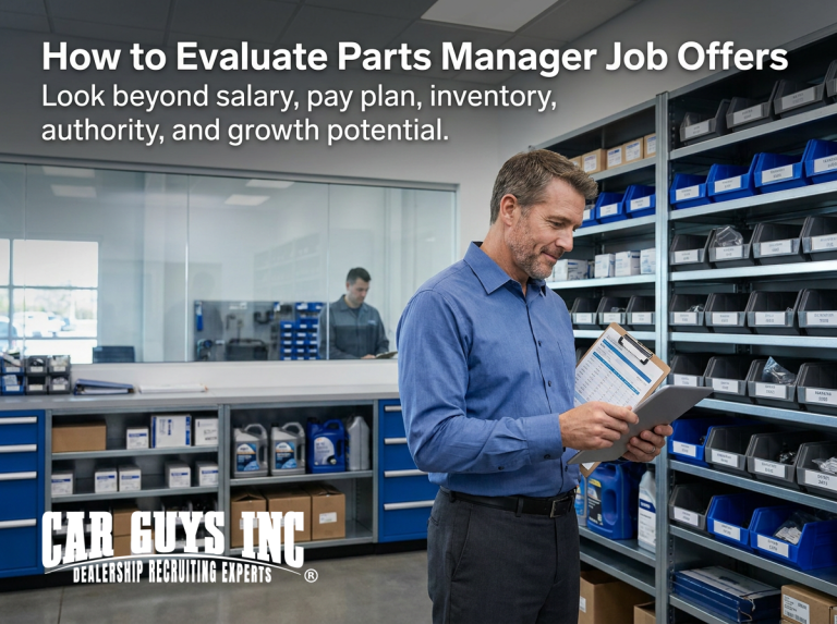 How to Evaluate a Dealership Parts Manager Job Offer