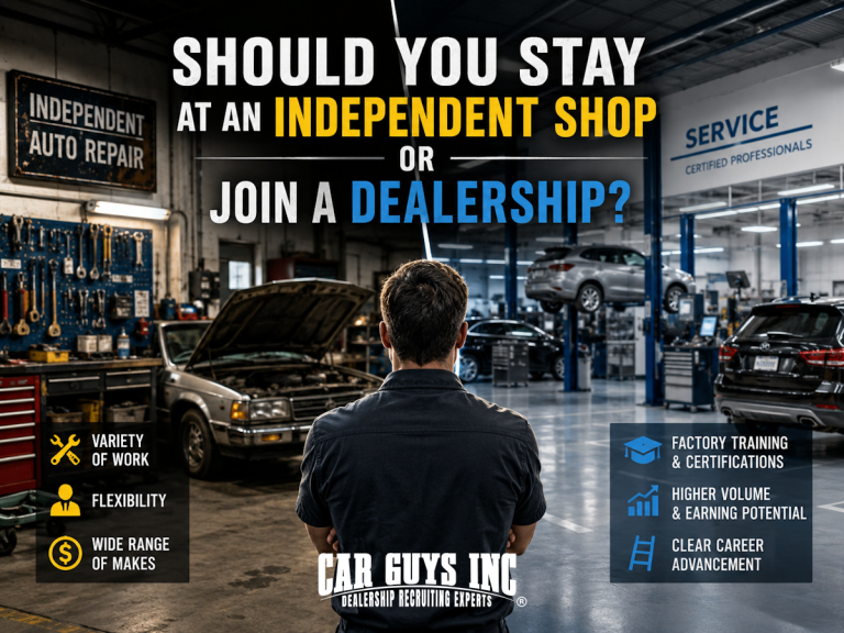 Should You Stay at an Independent Shop or Join a Dealership?