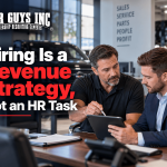 A dealership manager discussing hiring needs with the HR manager.