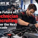 An automotive technician working on a vehicles engine.